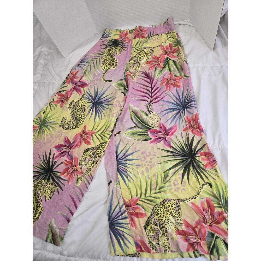 POOL L Tropical Floral Wide Leg Palazzo Boho Beach Lounge Pants Tipsy Indie
